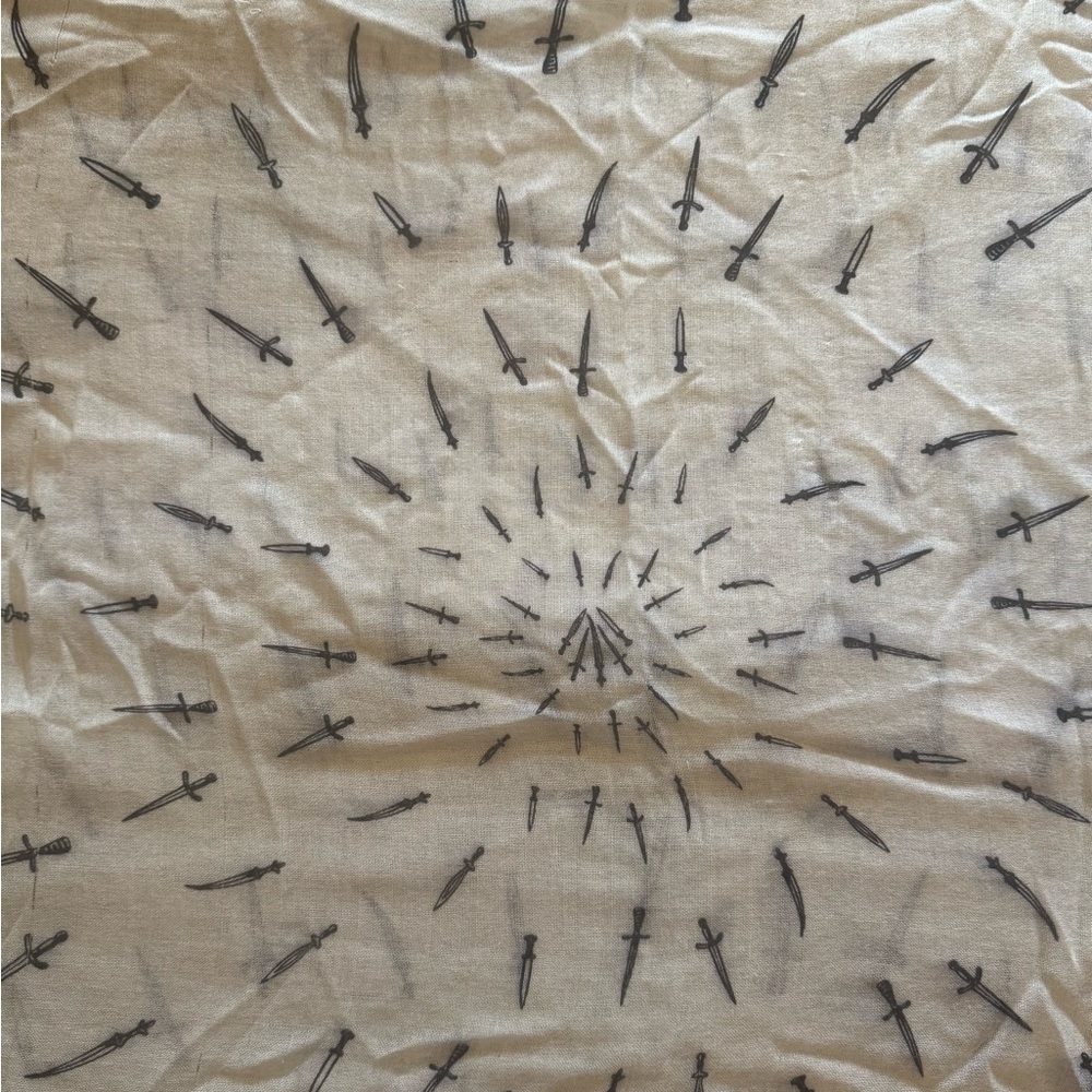rag & bone Cream and Black Sword Pattern Scarf